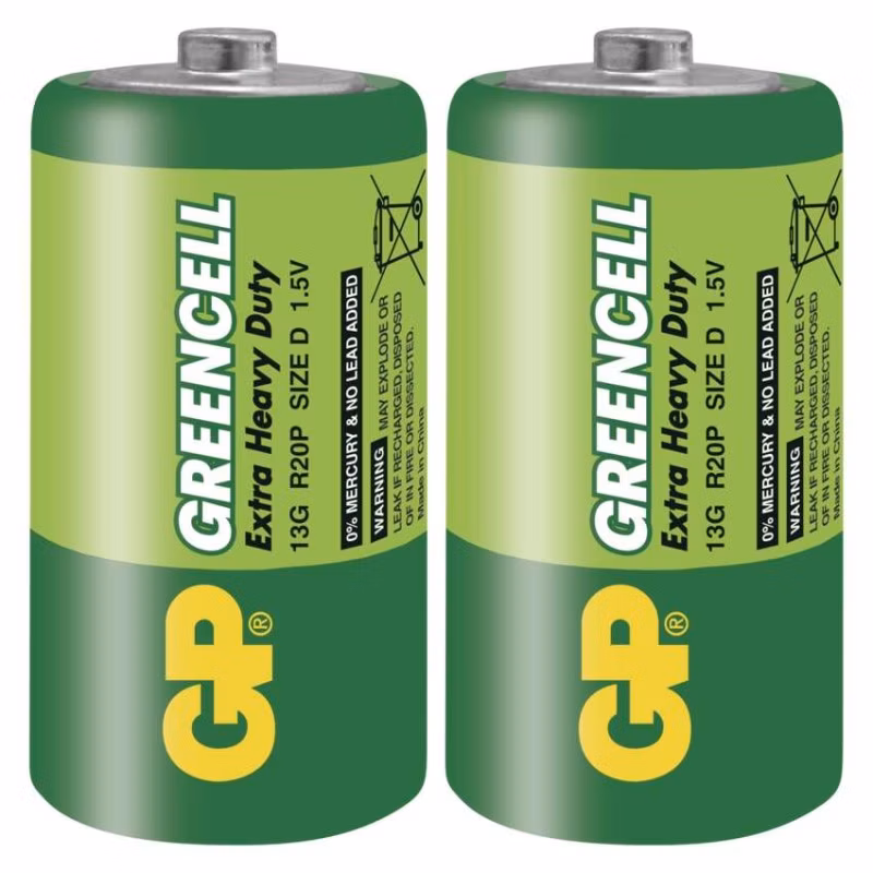 Zinko-chloridová batéria GP Greencell R20 (D), 2 ks