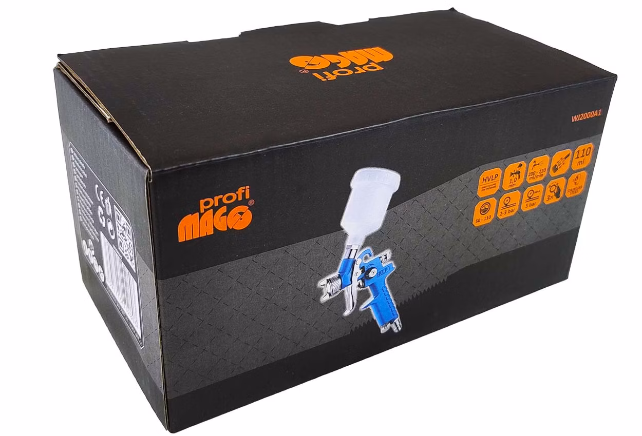 MAGG Profi - Striekacia pištoľ MINI Profi (HVLP), horná plastová nádobka 100 ml, tryska 1 mm