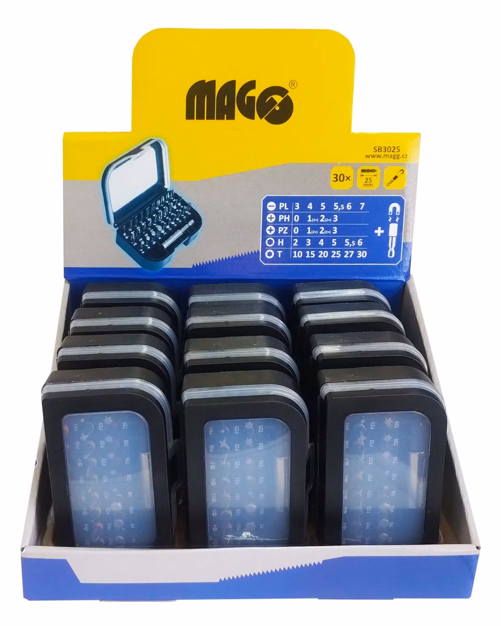 Sada bitov 25mm s magnetickým držiakom - 30 ks