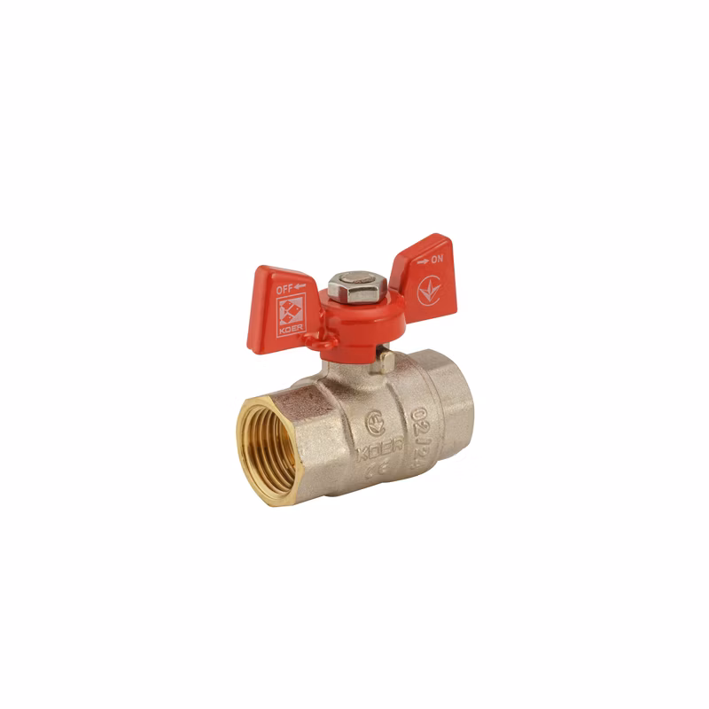 Guľový ventil s motýľovou rukoväťou červený, KR.217 1/2" FF | KR.217 1/2"FF