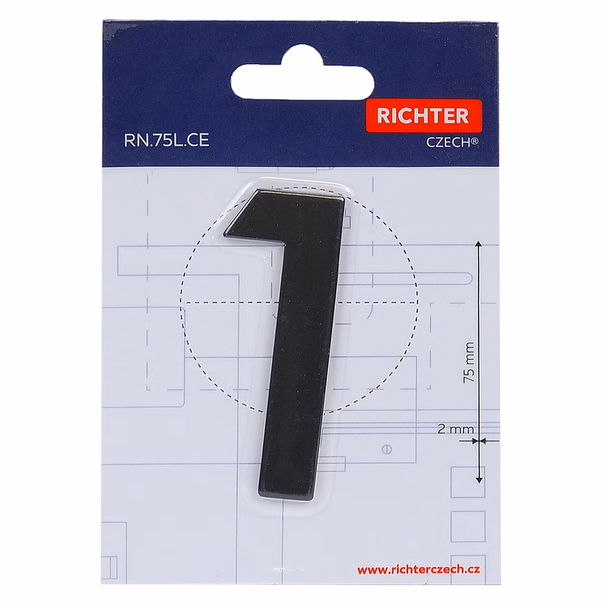 Nerezové číslo v plochém „2D“ provedení RICHTER RN.75L.1.CE
