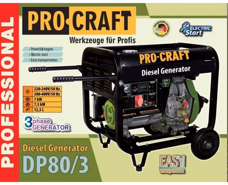 Dieselový elektrický generátor Procraft DP80/3 | DP80/3