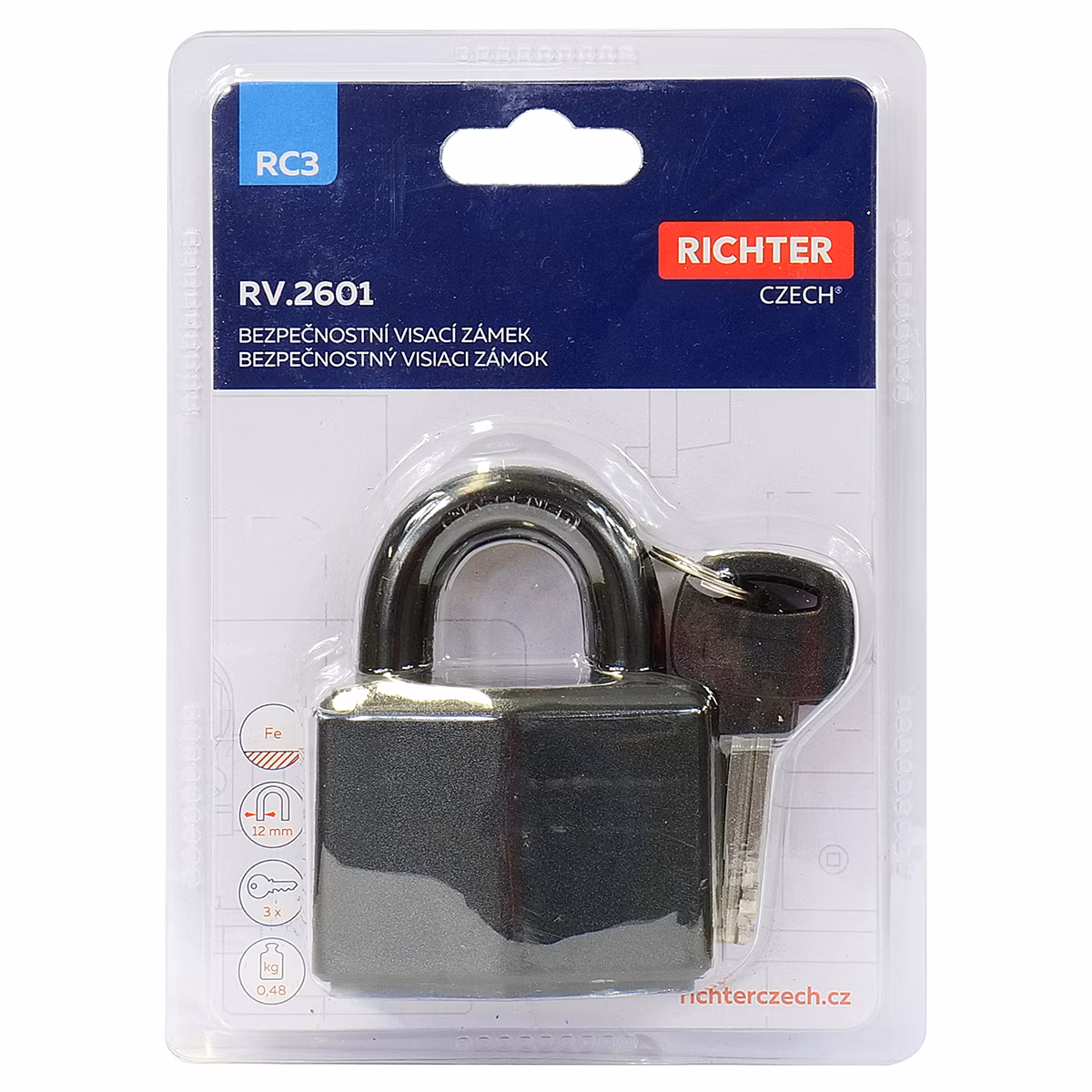 Visací zámek v bezpečnostní třídě RC3. RICHTER RV.2601