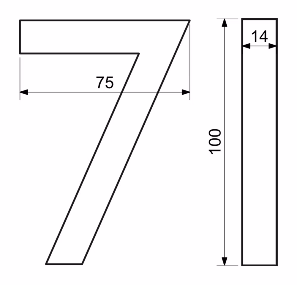 Hliníkové číslo v „3D“ provedení s broušeným povrchem. RICHTER RN.100LV.7.AL.C.3D