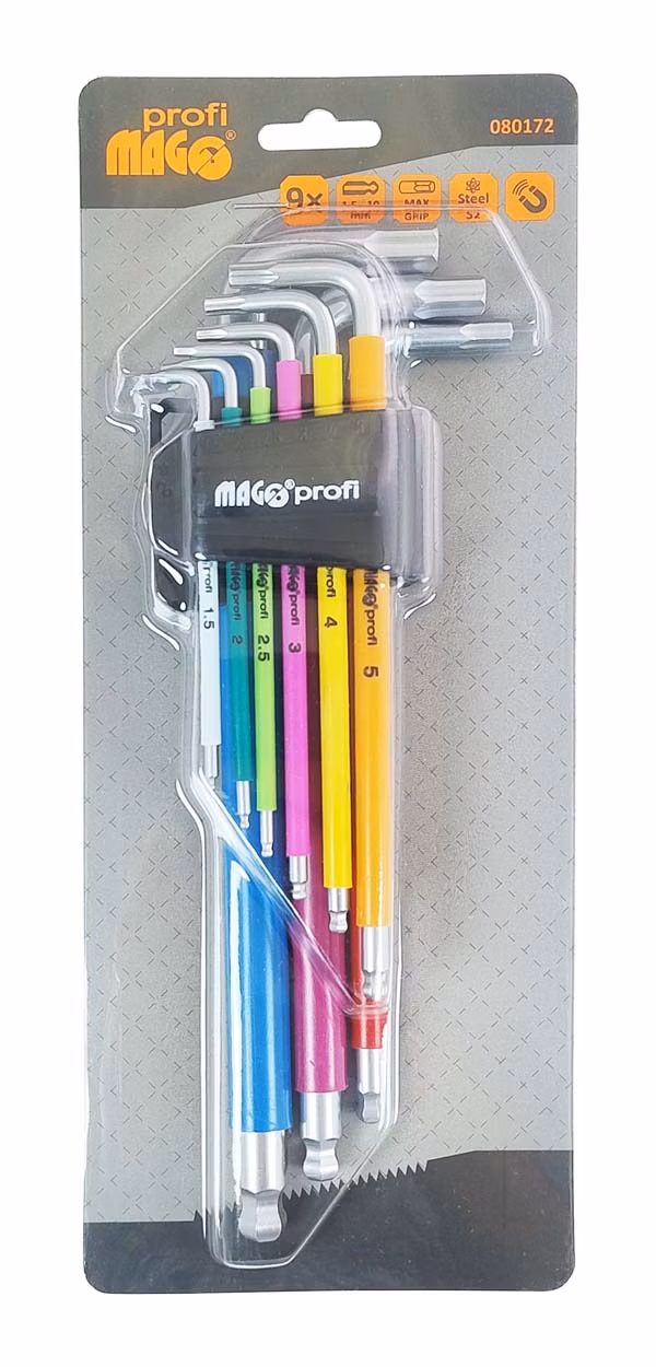 MAGG Profi - MAX-GRIP sada imbus kľúčov s guličkou, predĺžených (1,5-10mm) - 9 ks