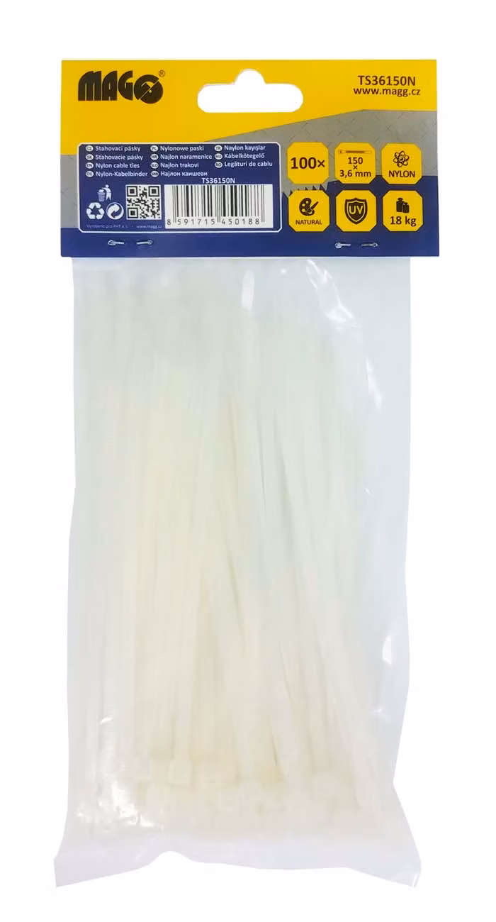 Sťahovacie pásky 3,6x150mm natural / 100ks