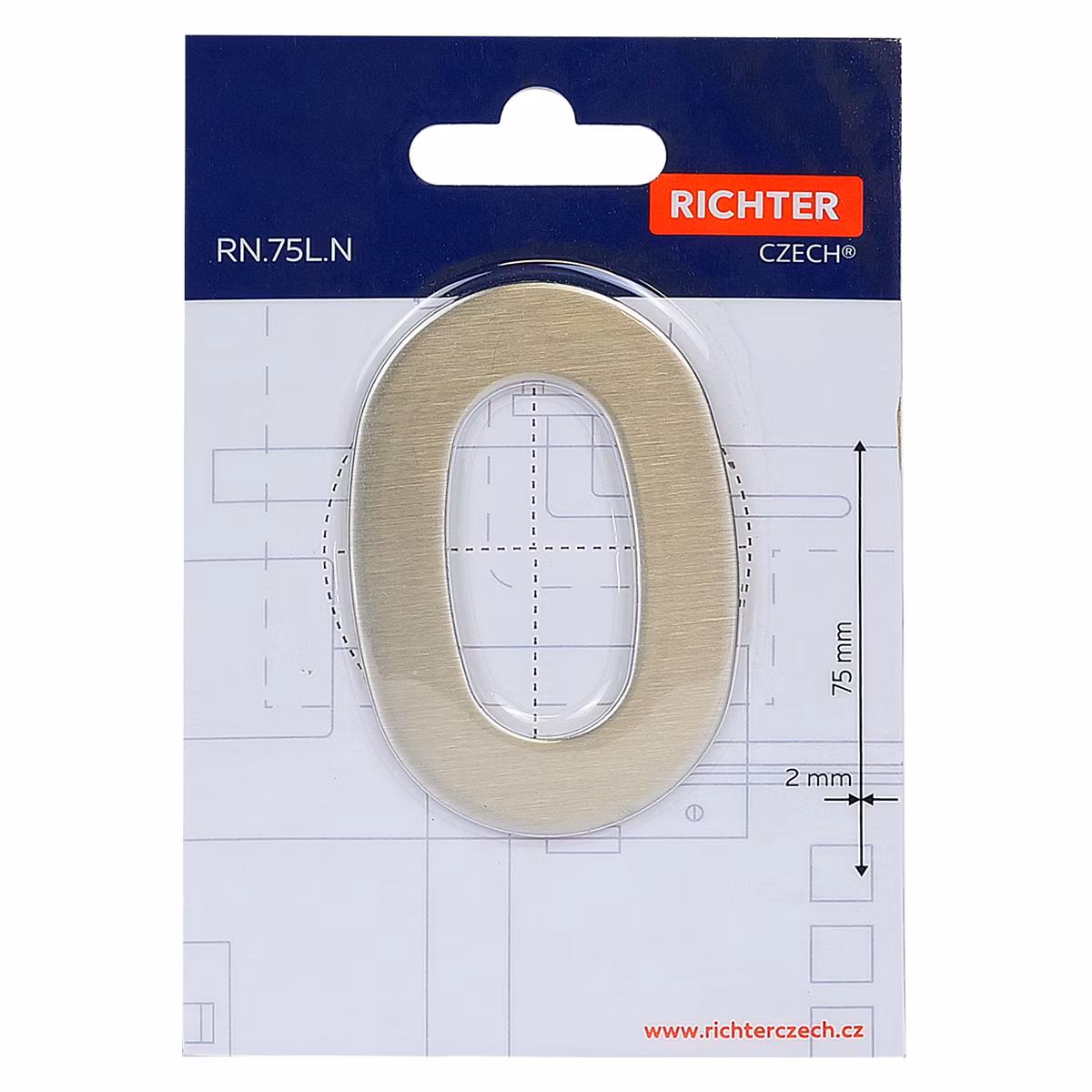 Nerezové číslo v plochém „2D“ provedení. RICHTER RN.75L.0.N