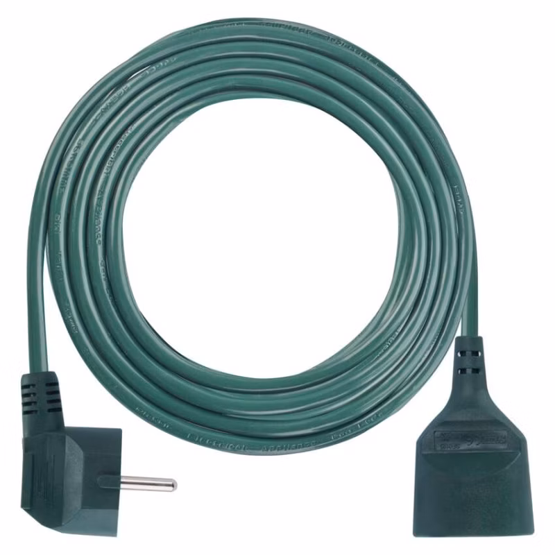 Predlžovací kábel 5 m / 1 zásuvka / zelený / PVC / 1,5 mm2