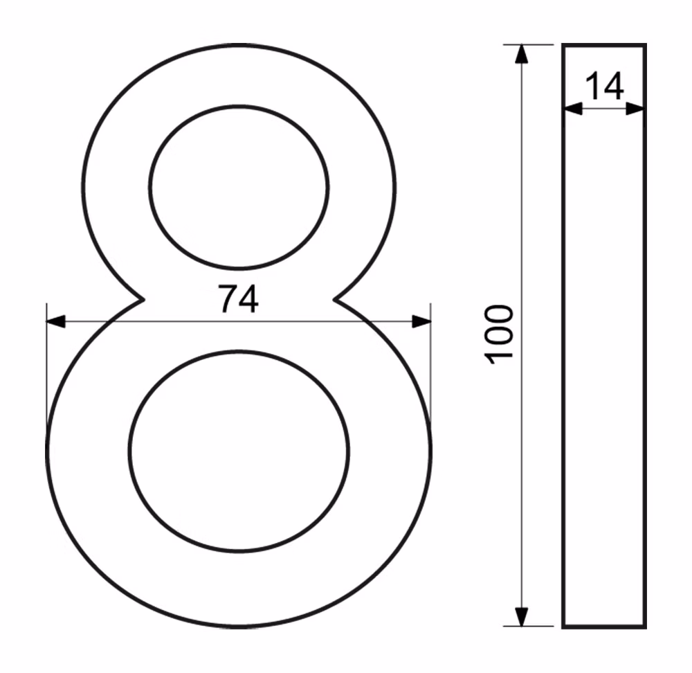 Hliníkové číslo v „3D“ provedení s broušeným povrchem. RICHTER RN.100LV.8.AL.C.3D