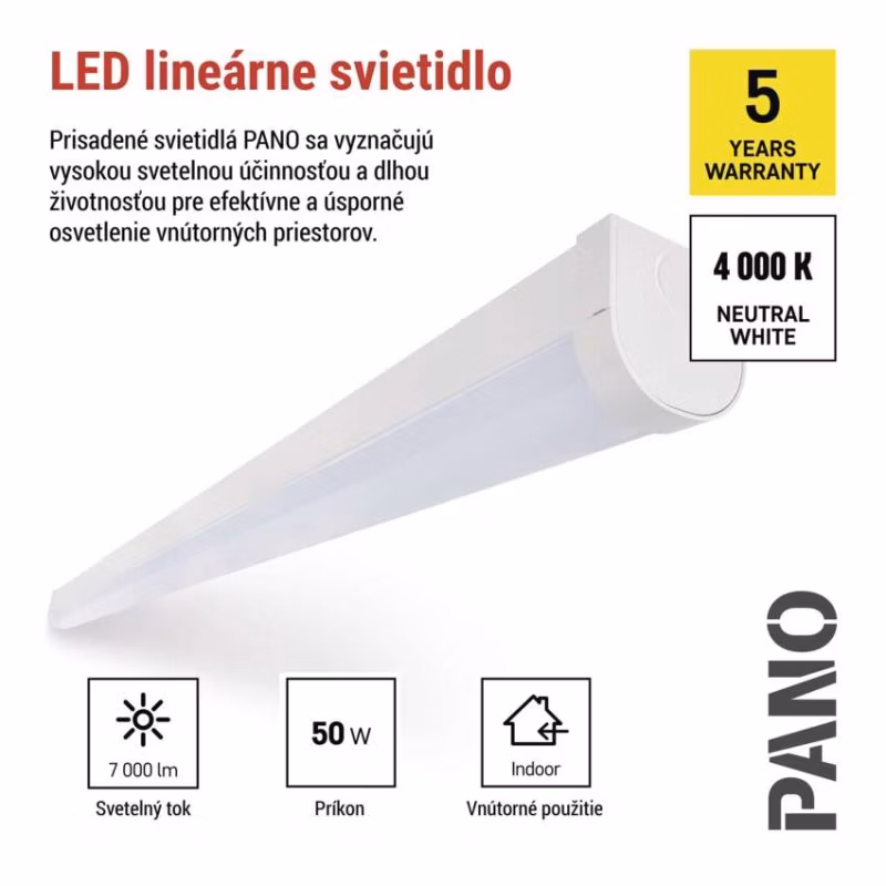 LED lineárne svietidlo PANO 50W, neutrálna biela