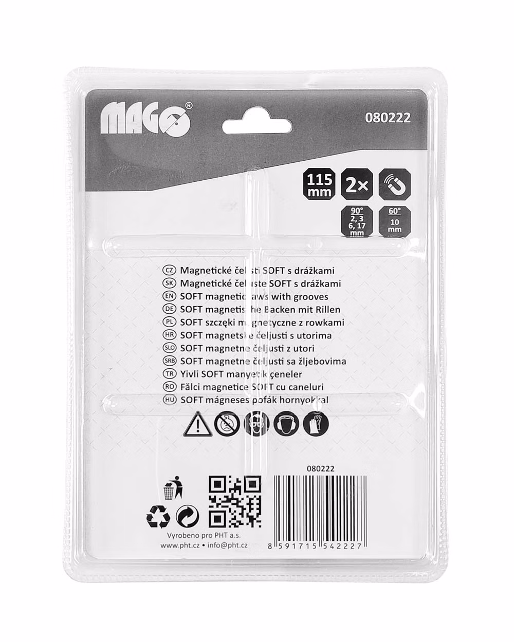 Magnetické čeľuste SOFT s drážkami - 115 mm - 2 ks
