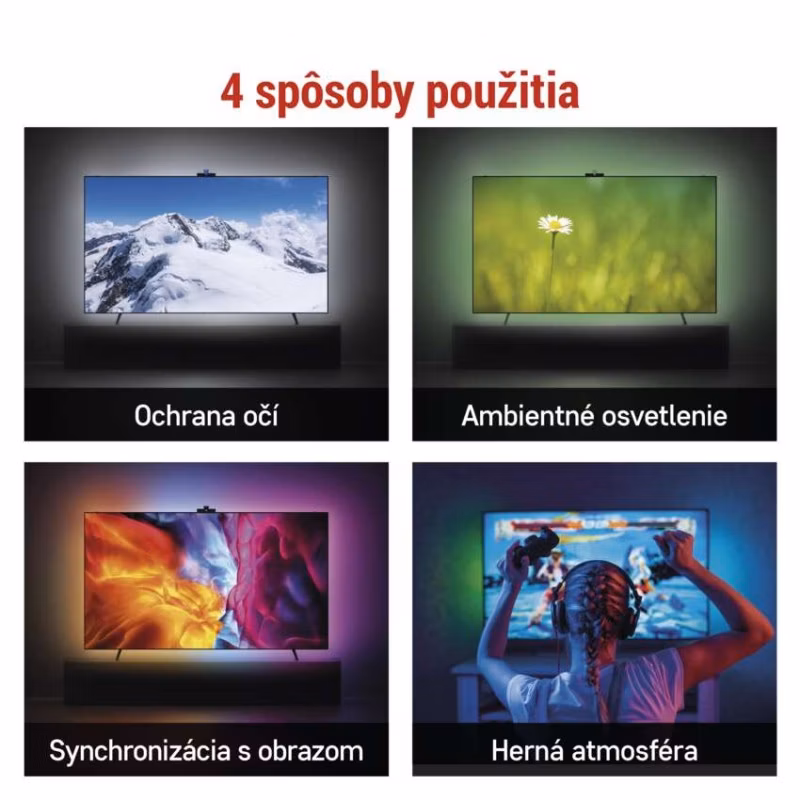 GoSmart Ambientné LED RGB osvetlenie za TV 75“ (189 cm)