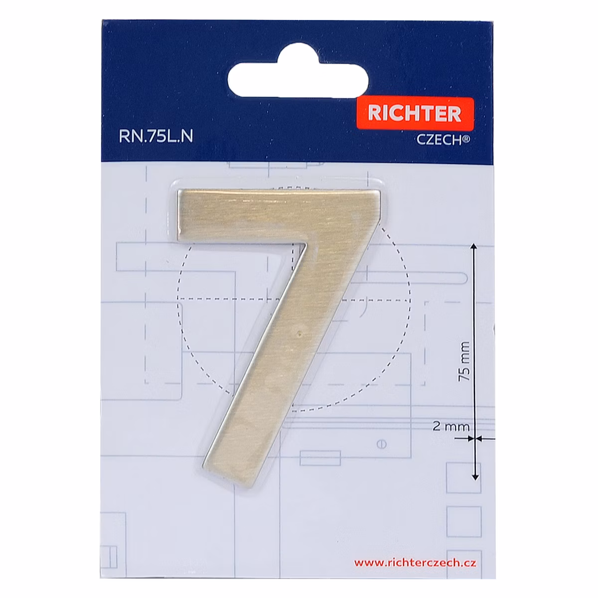 Nerezové číslo v plochém „2D“ provedení RICHTER RN.75L.7.N