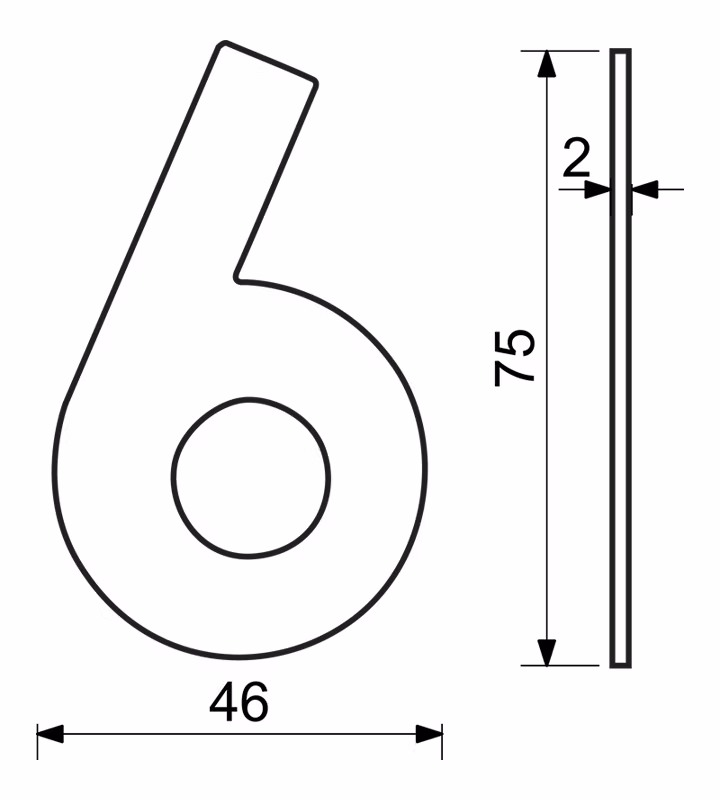 Nerezové číslo v plochém „2D“ provedení RICHTER RN.75L.6.N