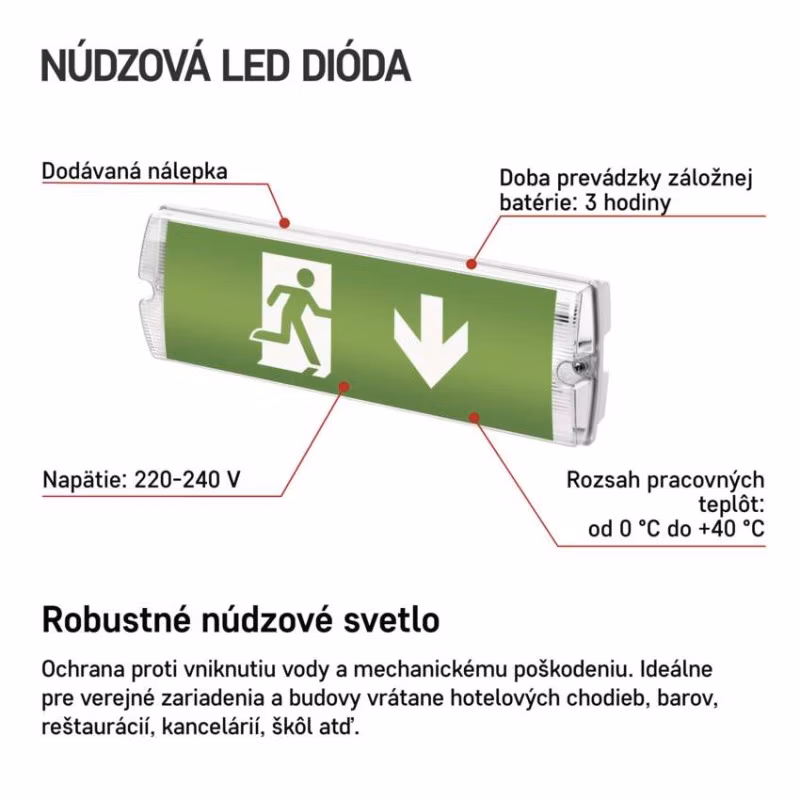 LED Núdzové svietidlo NESSI 3W 3H IP65