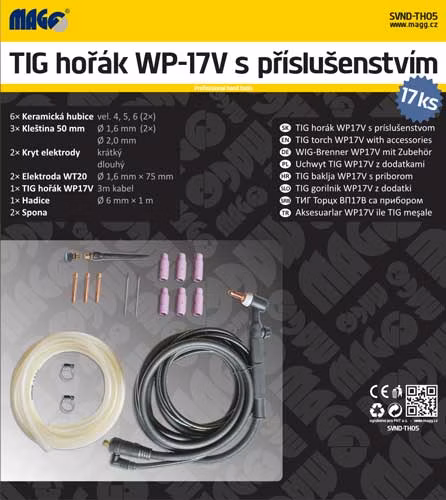 TIG horák WP-17V - 3m / 10-25 (SV125-O) s príslušenstvom