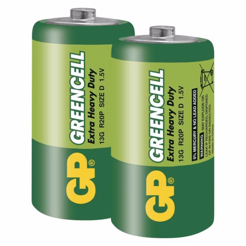 Zinko-chloridová batéria GP Greencell R20 (D), 2 ks