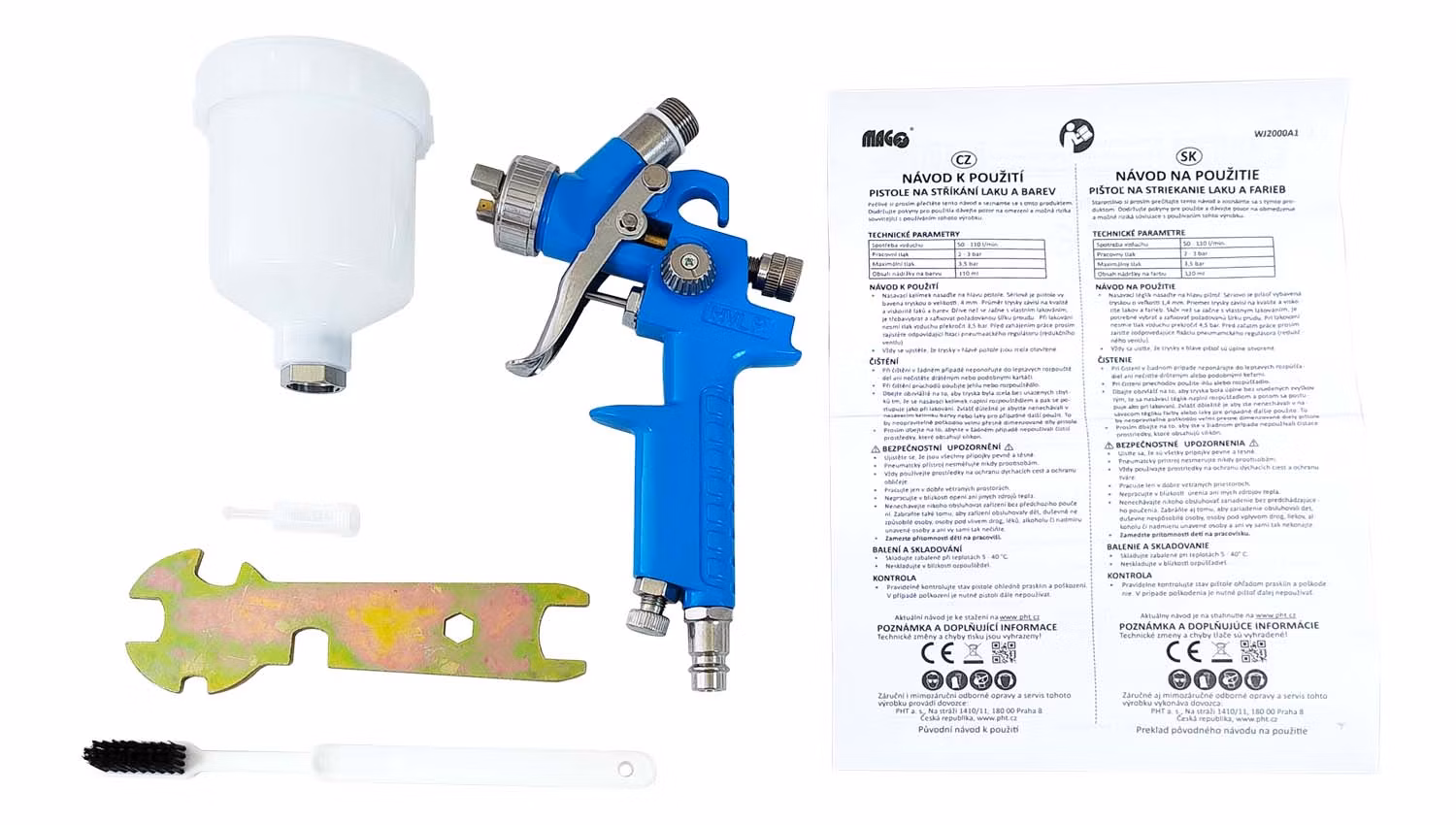 MAGG Profi - Striekacia pištoľ MINI Profi (HVLP), horná plastová nádobka 100 ml, tryska 1 mm