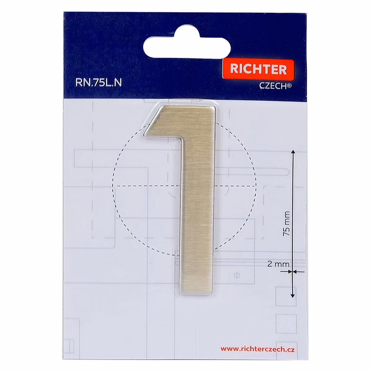 Nerezové číslo v plochém „2D“ provedení RICHTER RN.75L.1.N