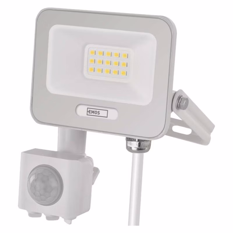 LED reflektor GLARO s pohybovým čidlom, 10 W, biely, IP54, 1000 lm, neutrálna biela