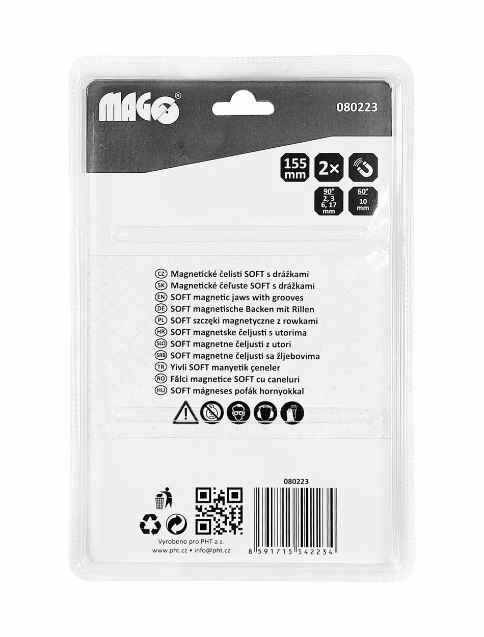 Magnetické čeľuste SOFT s drážkami - 155 mm - 2 ks