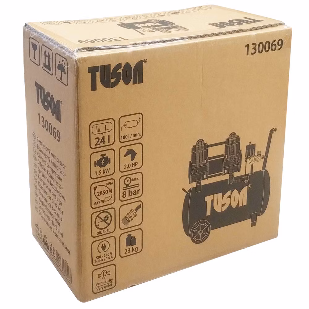 TUSON - Tichý bezolejový kompresor 1,5 kW, 2,0 HP, 24l