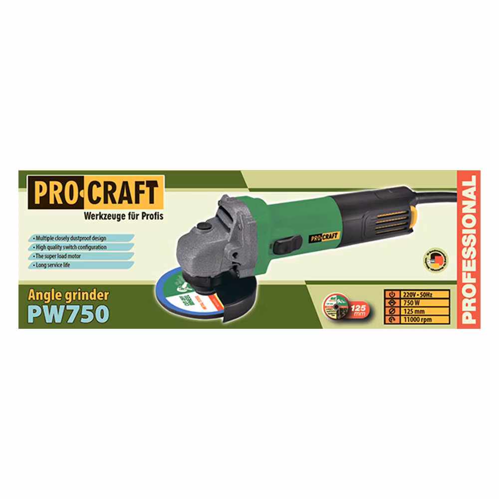 Uhlová brúska Procraft PW750, 125 mm | PW750
