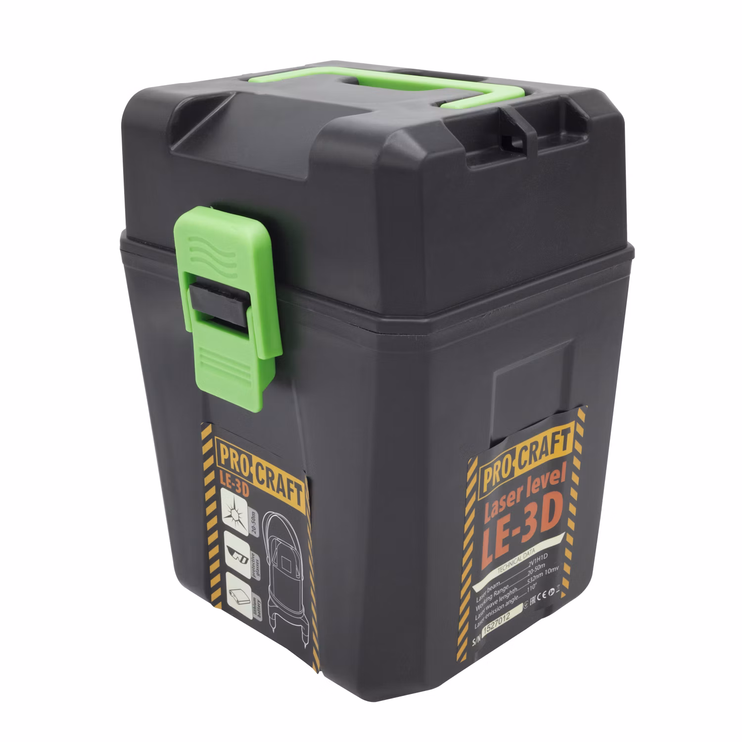 Procraft LE-3D Zelený čiarový laser, krížová samonivelačná rovina | LE-3D