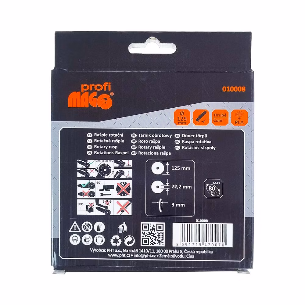 Magg Profi - Rotačná rašpľa 125x22,2mm - hrubá 3 mm