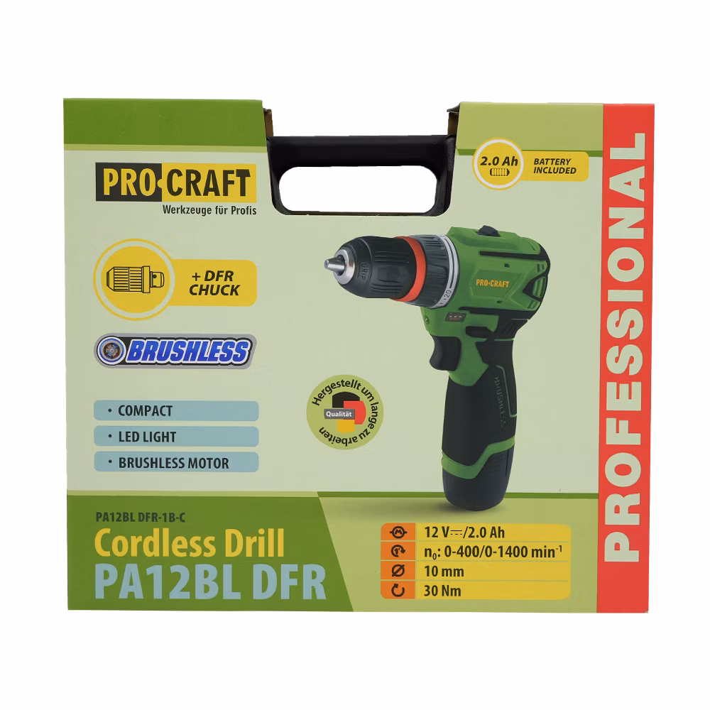 Akumulátorový skrutkovač Procraft PA12BL DFR | PA12BL DFR
