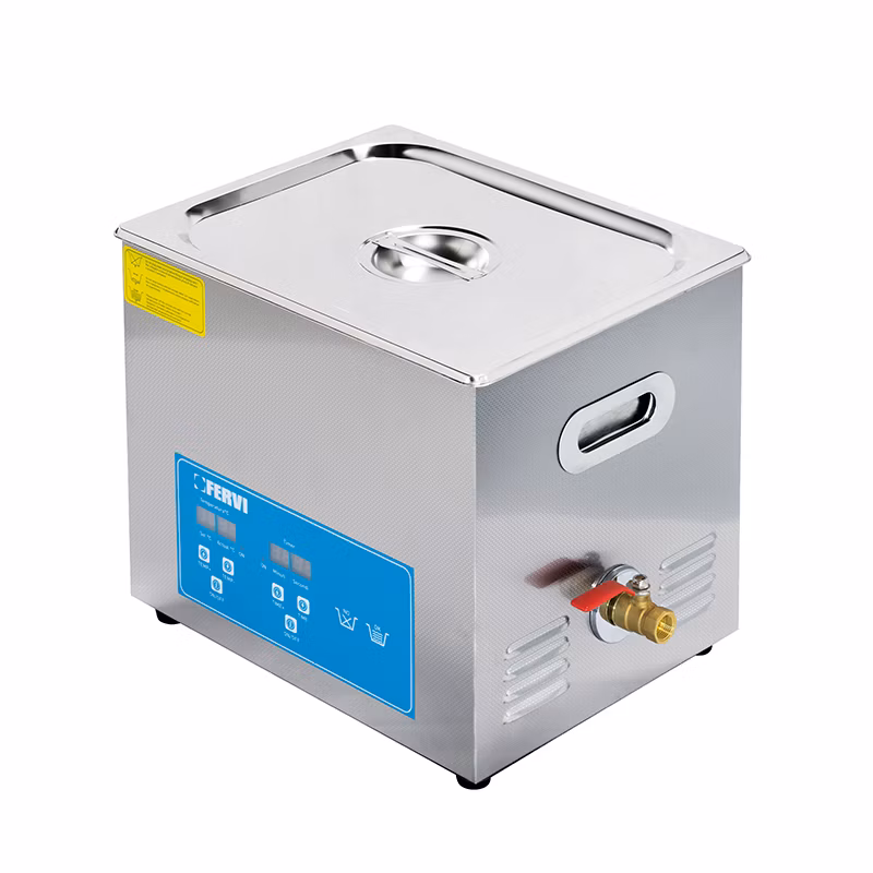 Ultrazvuková čistička dielov 10 l, 240 W / 40 kHz, ohrev 300 W, nerezová vaňa, s výpustným kohútom