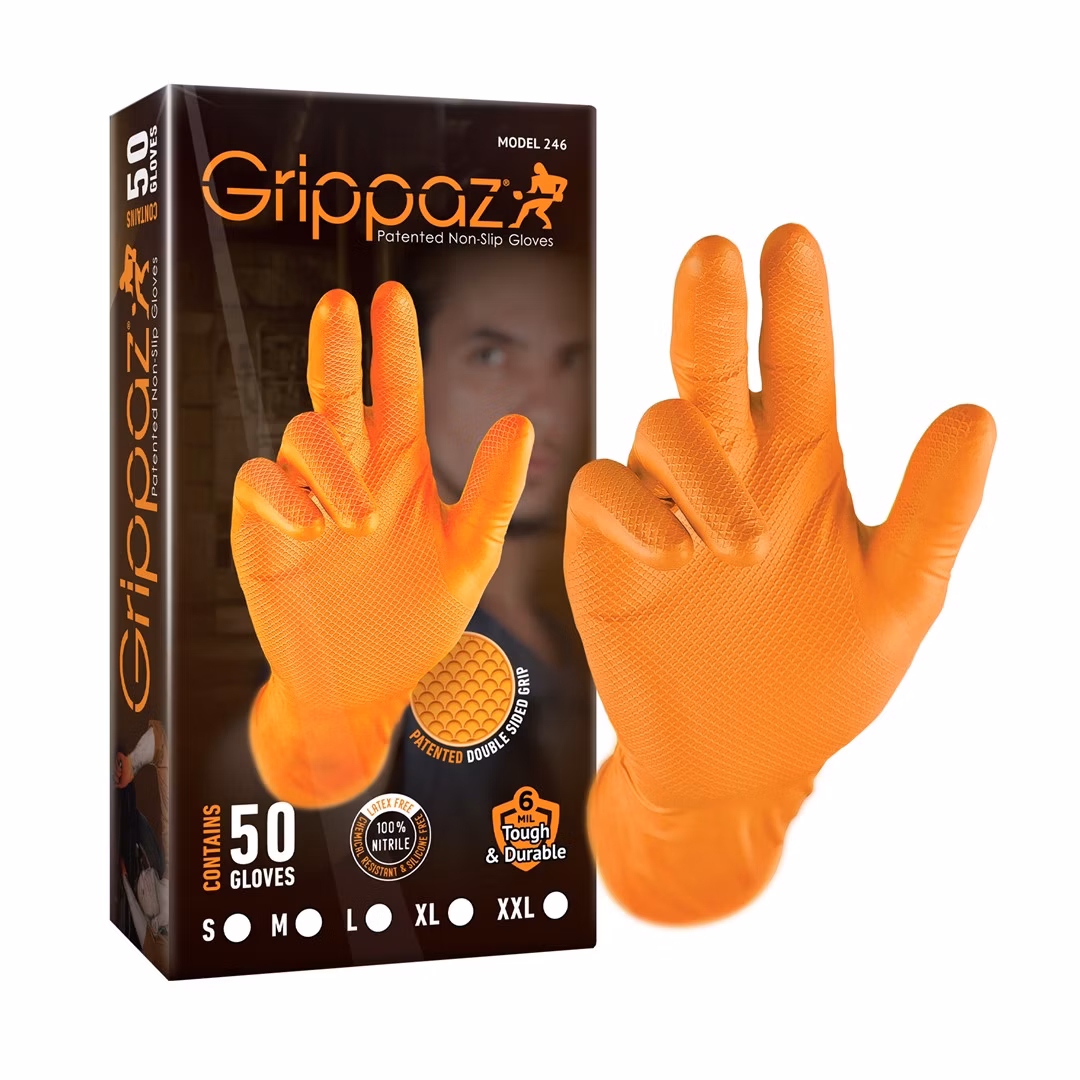 Grippaz 246 Protišmykové nitrilové rukavice oranžové veľkosť XL/10 - 50ks