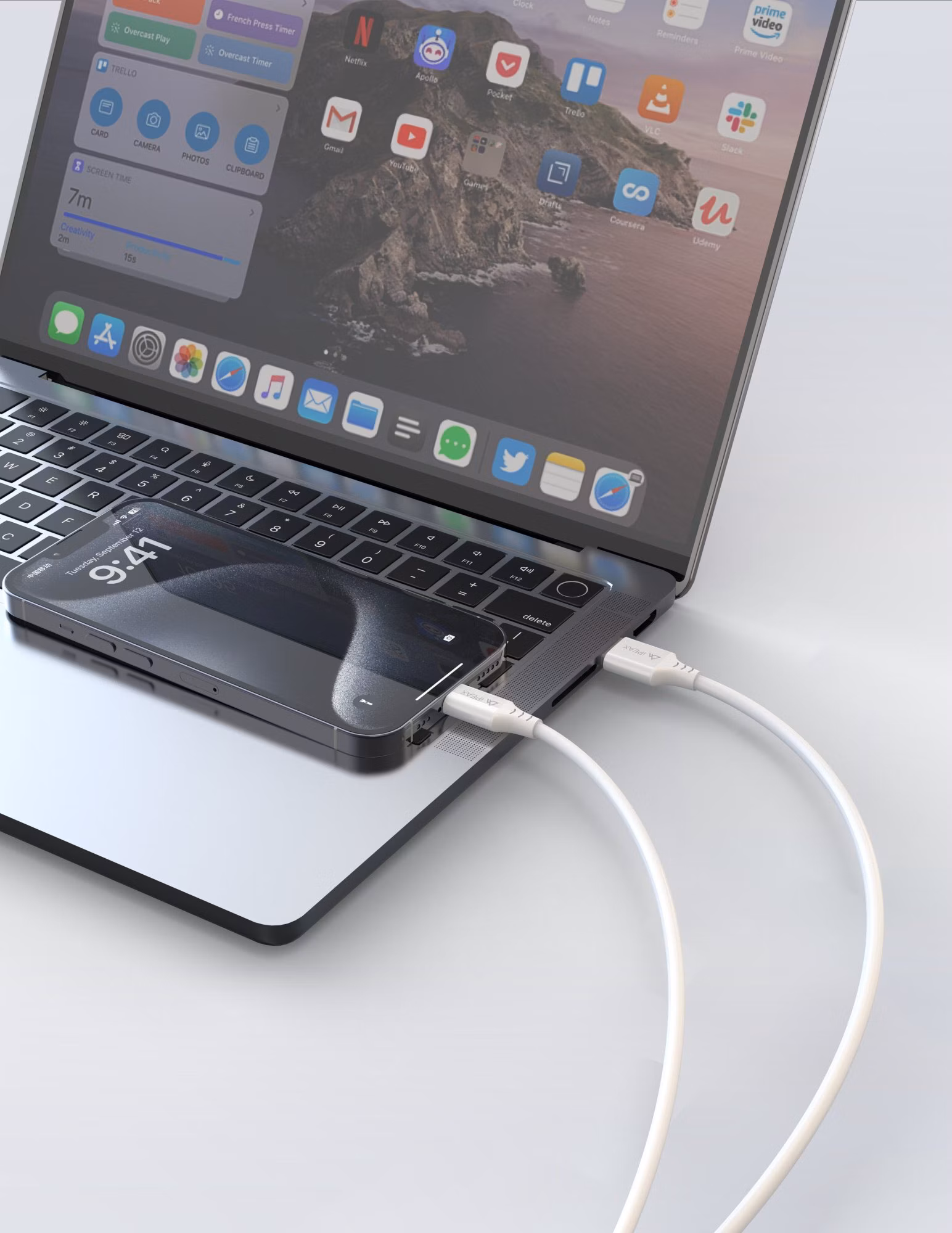 TPU KÁBEL USB-A / LIGHTNING 1,5M, USB 2.0 BIELÝ