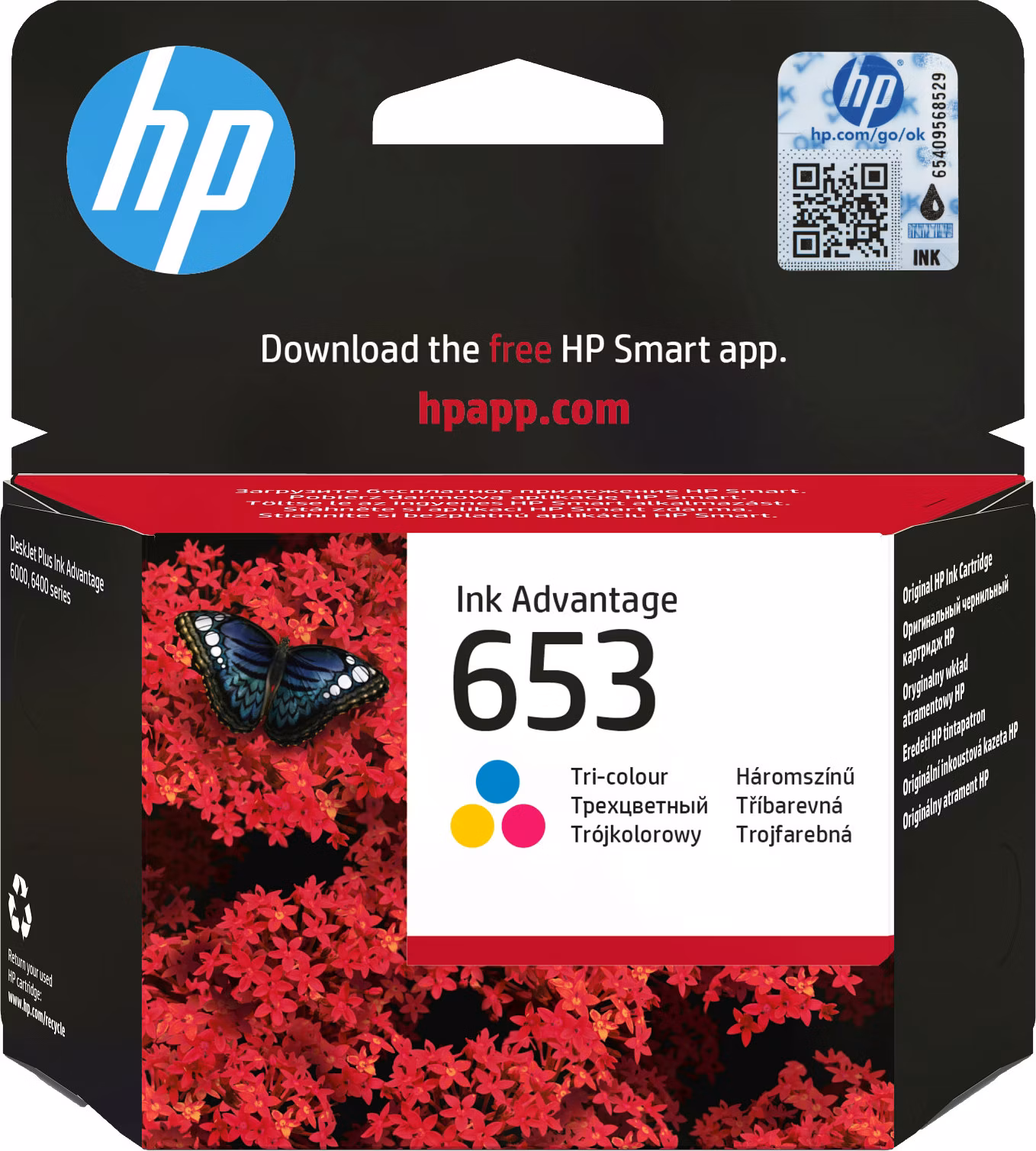 Trojfarebná originálna atramentová kazeta HP 653 Ink Advantage