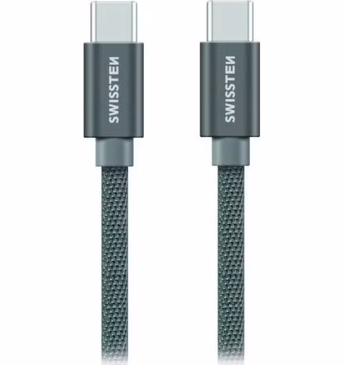 Swissten Datový Kabel Textile USB-C / USB-C 1,2 M Šedý