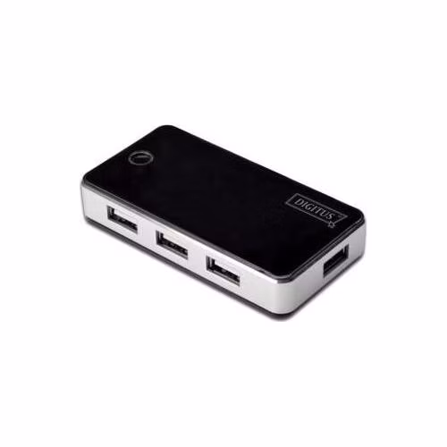 Digitus USB 2.0 Hub 7-port, 7x USB A / F, 1x USB mini vč. ext. napájení 5V DC 3,5A, 1m, bl