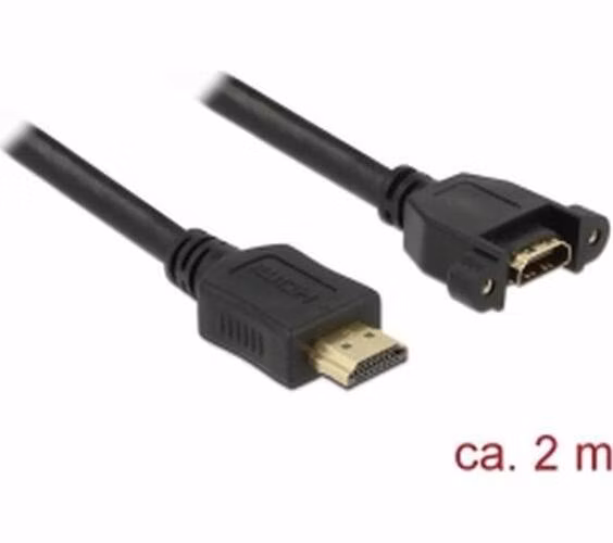 Delock Kabel HDMI-A samec > HDMI-A samice montážní panel 4K 30 Hz 2 m