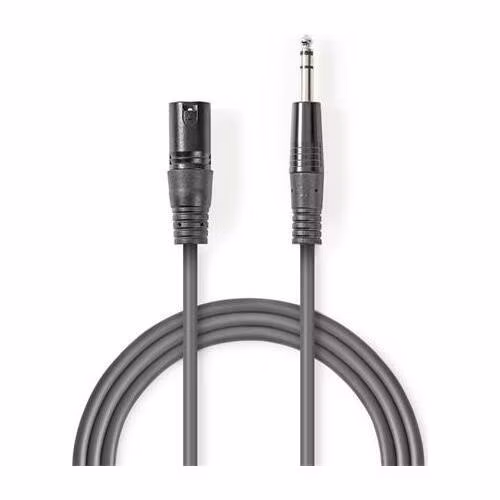 Nedis COTH15100GY50 - Vyvážený XLR Audiokabel | XLR 3pinová Zástrčka – 6,35mm Zástrčka | 5 m | Šedá barva