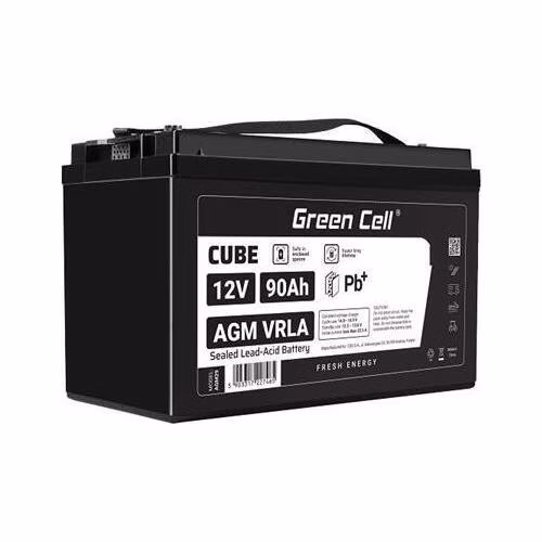 Green Cell CUBE AGM IP54 12V 90Ah VRLA Battery Gel deep cycle scooter mower boat barge mower tractor fishing boat