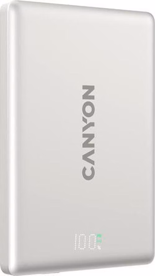 Canyon OnPower 500, Powerbank, 5.000 mAh, MagSafe, 20W USB-C, 15W Bezdrôtové nabíjanie, displej, šedá