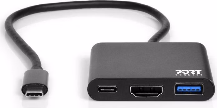 PORT CONNECT USB-C HUB, HDMI 1X 4K + USB-A + USB-C, čierny