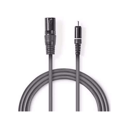 Nedis COTH15205GY30 - XLR Audiokabel | XLR 3pinová Zástrčka – RCA Zástrčka | 3 m | Šedá barva