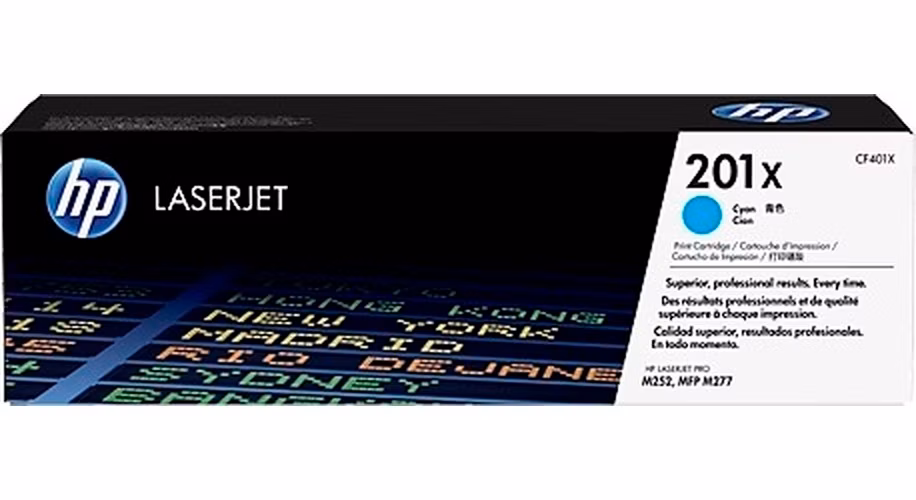HP 201X High Capacity Cyan LJ Toner Cartridge, CF401X (2,300 pages)
