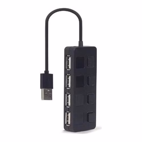 GEMBIRD USB 2.0 4portový hub s vypínači – černý