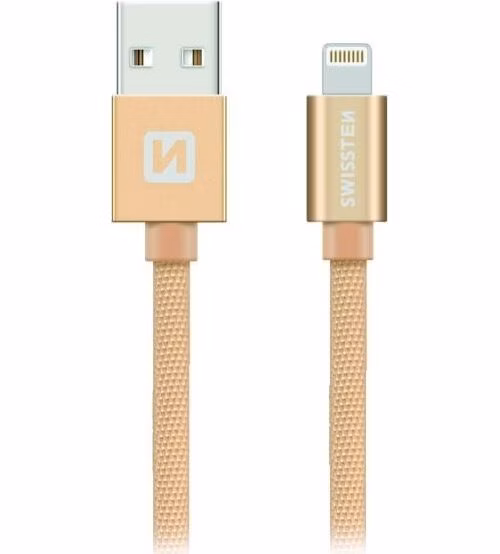 Swissten Datový Kabel Textile Usb / Lightning 1,2 M Zlatý