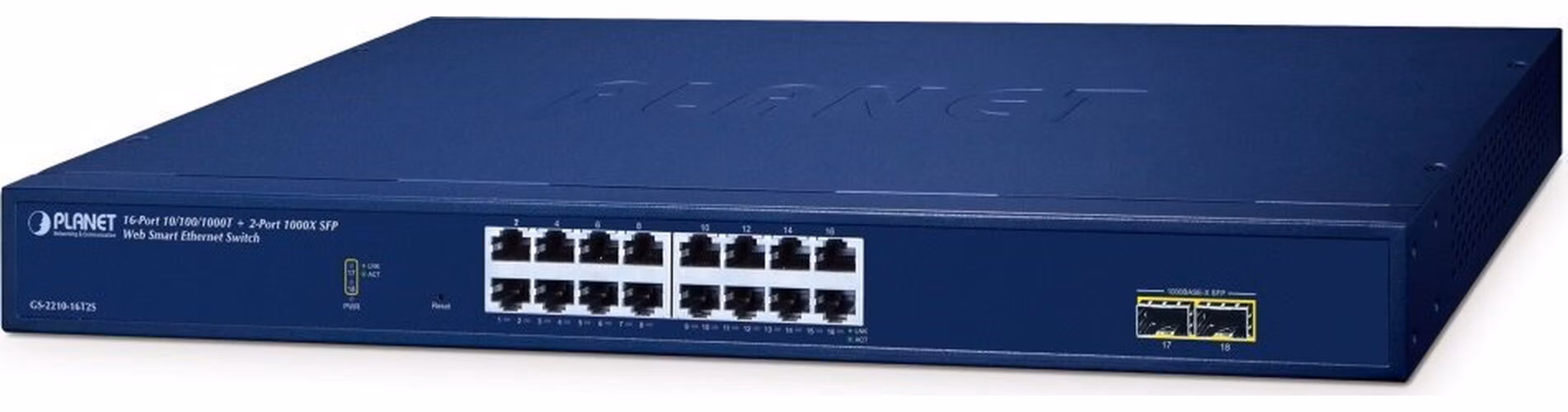 Planet GS-2210-16T2S WEBsmart L2 switch, 16x1Gb, 2x1Gb SFP, QoS