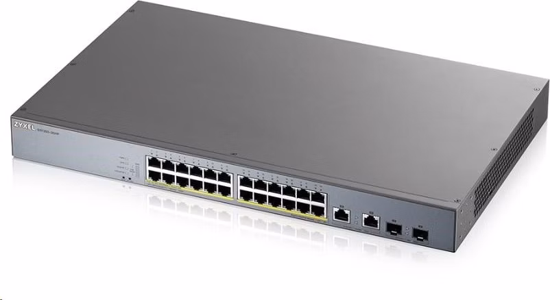 Zyxel GS1350-26HP 26portový inteligentný spravovaný CCTV PoE switch, dlhý dosah, 375W, 24x GbE, 2x combo RJ45/SFP