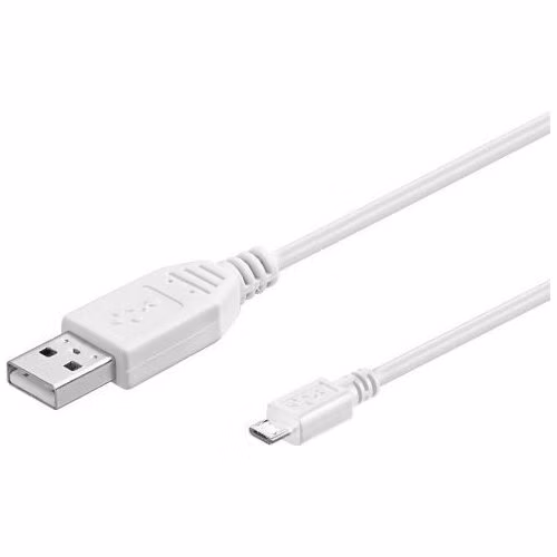 Kábel USB 2.0 A-MICRO-B M/M 1.8m, High Speed, biely