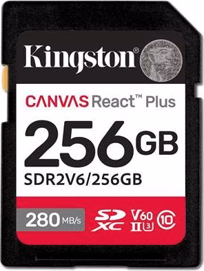 KINGSTON 256GB Canvas React Plus SDXC UHS-II 280R/100W U3 V60 for Full HD/4K