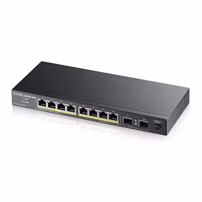 Zyxel GS1100-10HP v2 10portový gigabitový PoE switch, 8x gigabitový PoE RJ45, 2x SFP, 120W PoE rozpočet